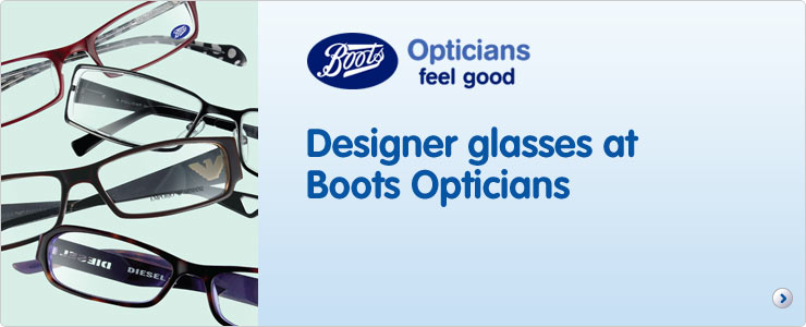 Designer glasses at Boots Opticians